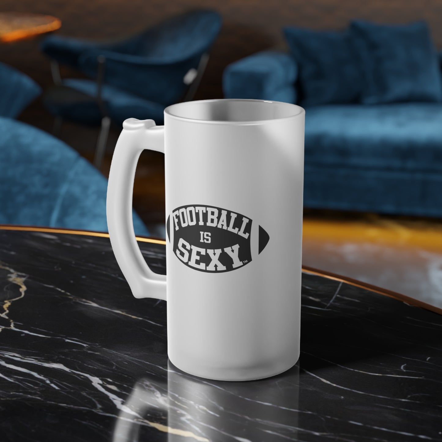 Football Is Sexy Frosted Glass Beer Mug
