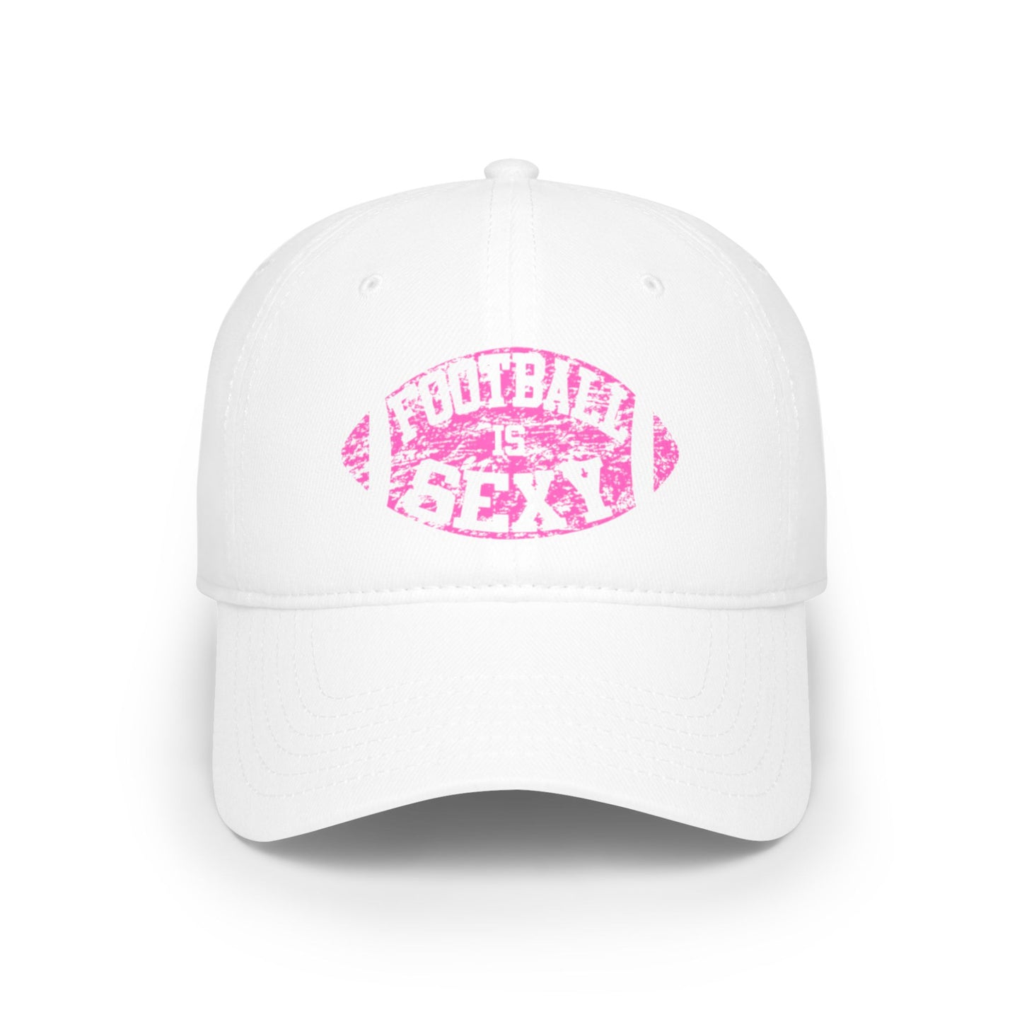 Football Is Sexy White Low Profile Baseball Cap / Hat - Pink Logo