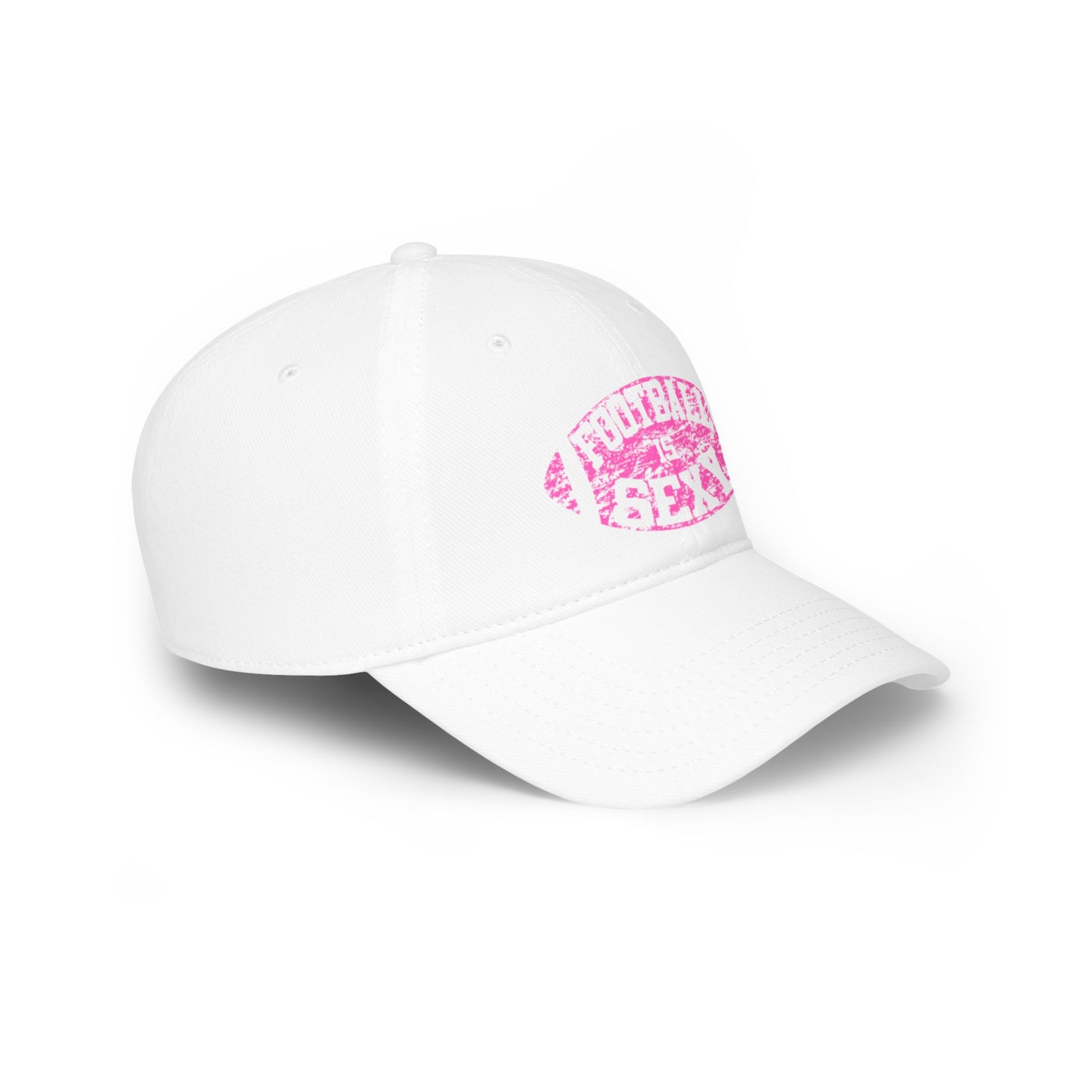 Football Is Sexy White Low Profile Baseball Cap / Hat - Pink Logo