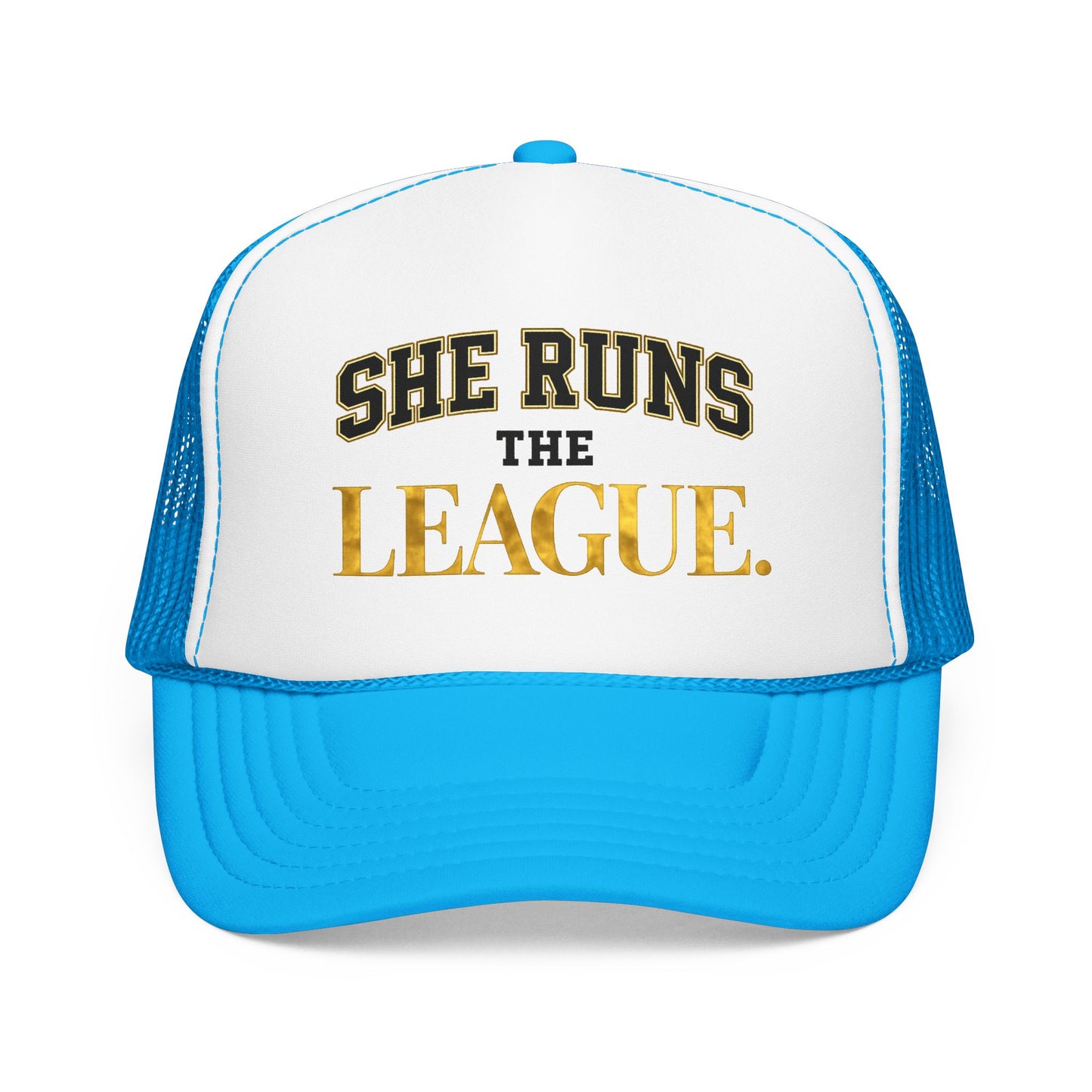 She Runs The League Foam Trucker Hat