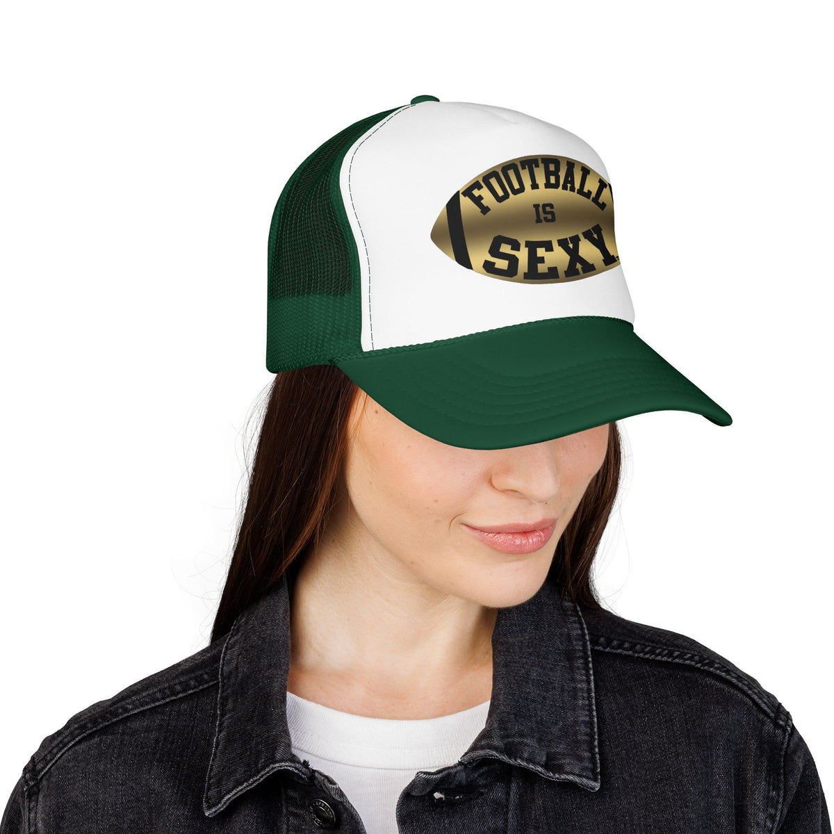 Football Is Sexy Black / Gold Logo Foam Trucker Hat