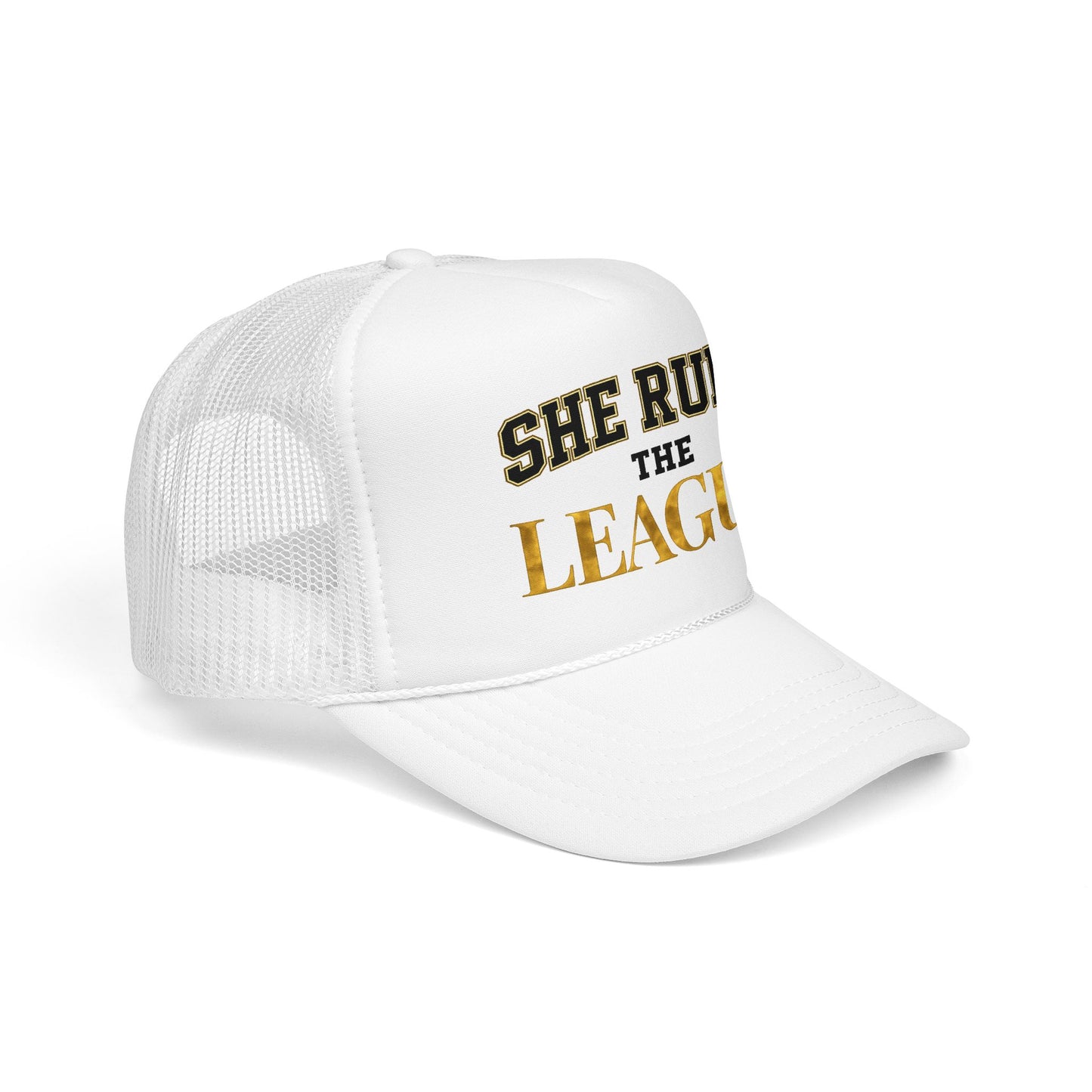 She Runs The League Foam Trucker Hat