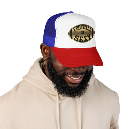 Football Is Sexy Black / Gold Logo Foam Trucker Hat
