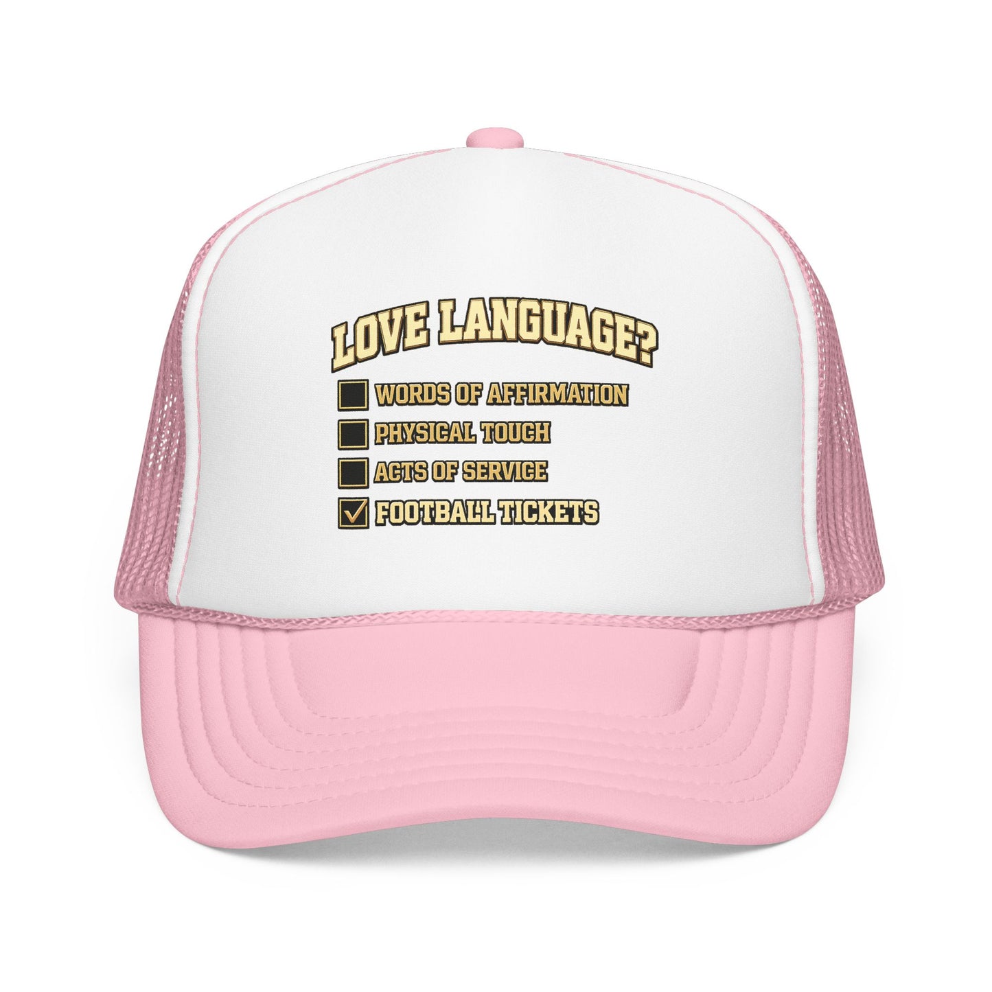 What's My Love Language Check Box Foam Trucker Hat