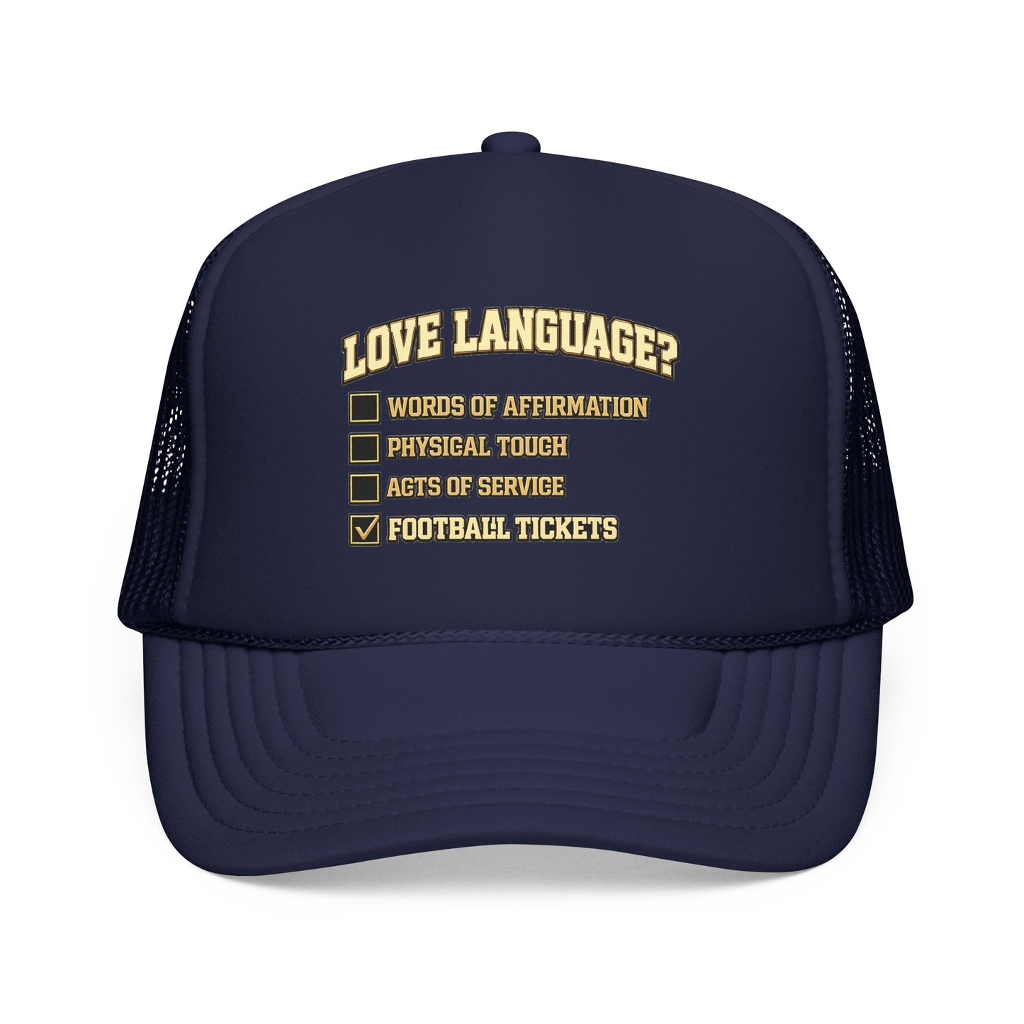 What's My Love Language Check Box Foam Trucker Hat