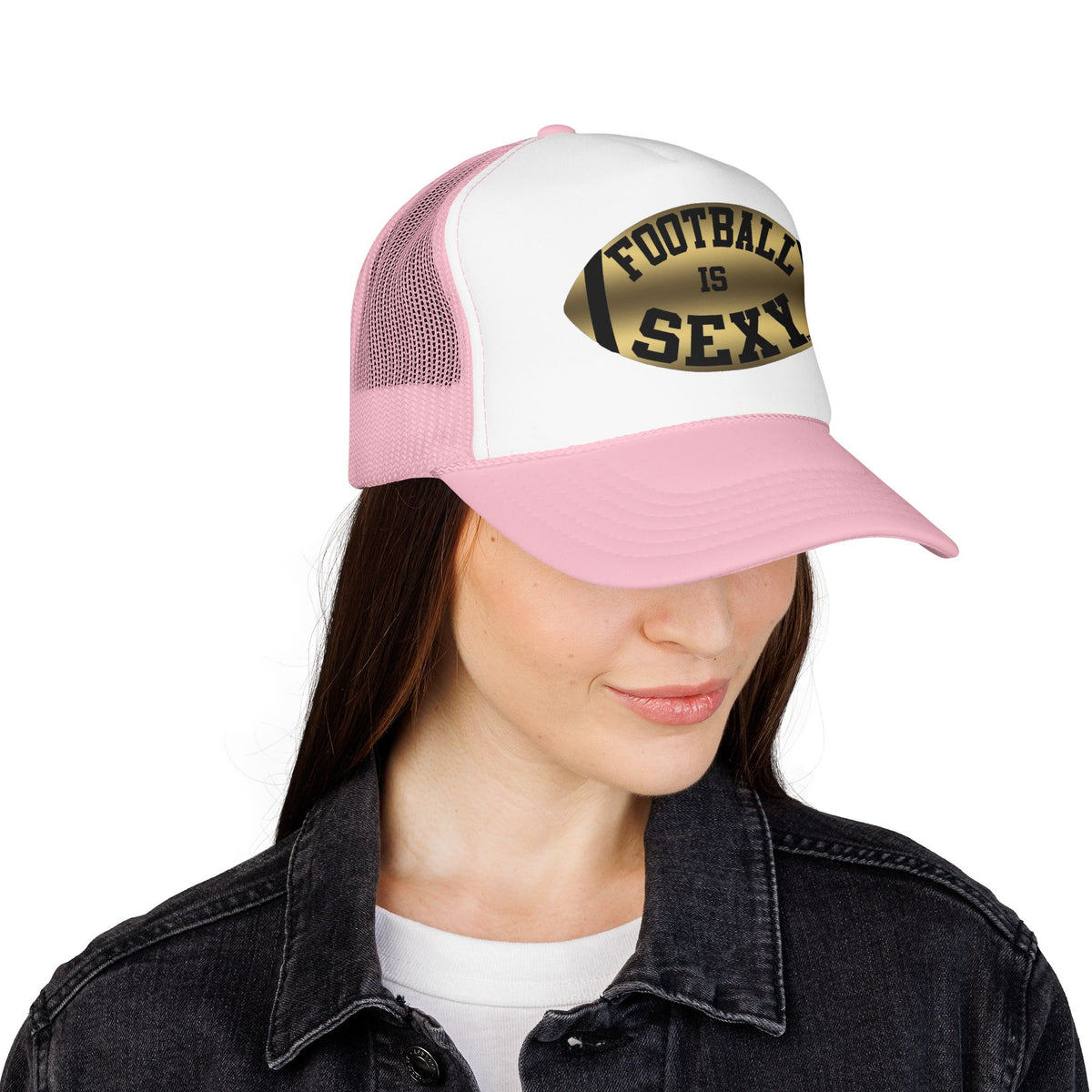 Football Is Sexy Black / Gold Logo Foam Trucker Hat