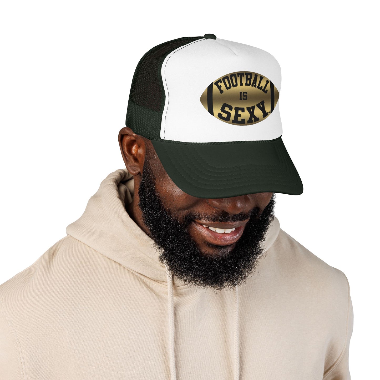 Football Is Sexy Black / Gold Logo Foam Trucker Hat
