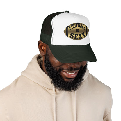 Football Is Sexy Black / Gold Logo Foam Trucker Hat