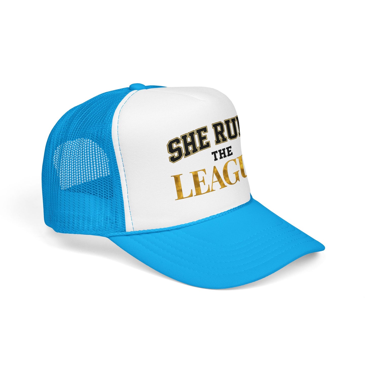 She Runs The League Foam Trucker Hat