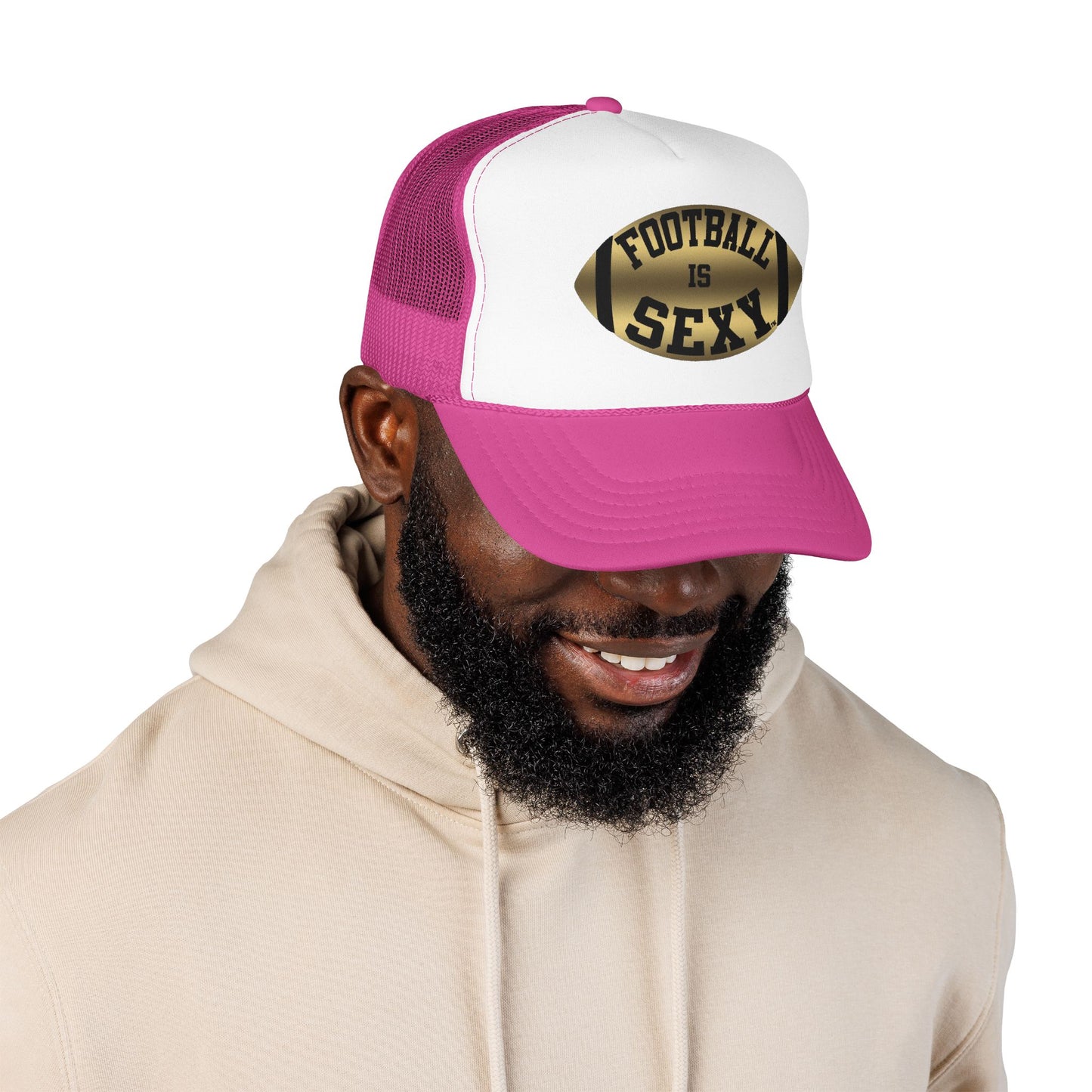 Football Is Sexy Black / Gold Logo Foam Trucker Hat