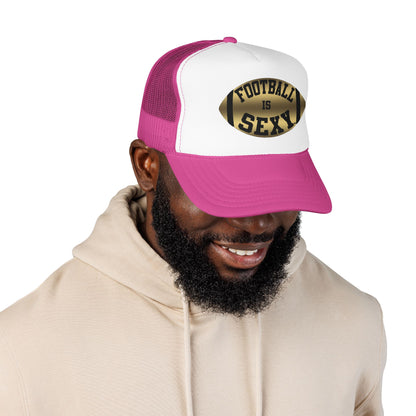 Football Is Sexy Black / Gold Logo Foam Trucker Hat