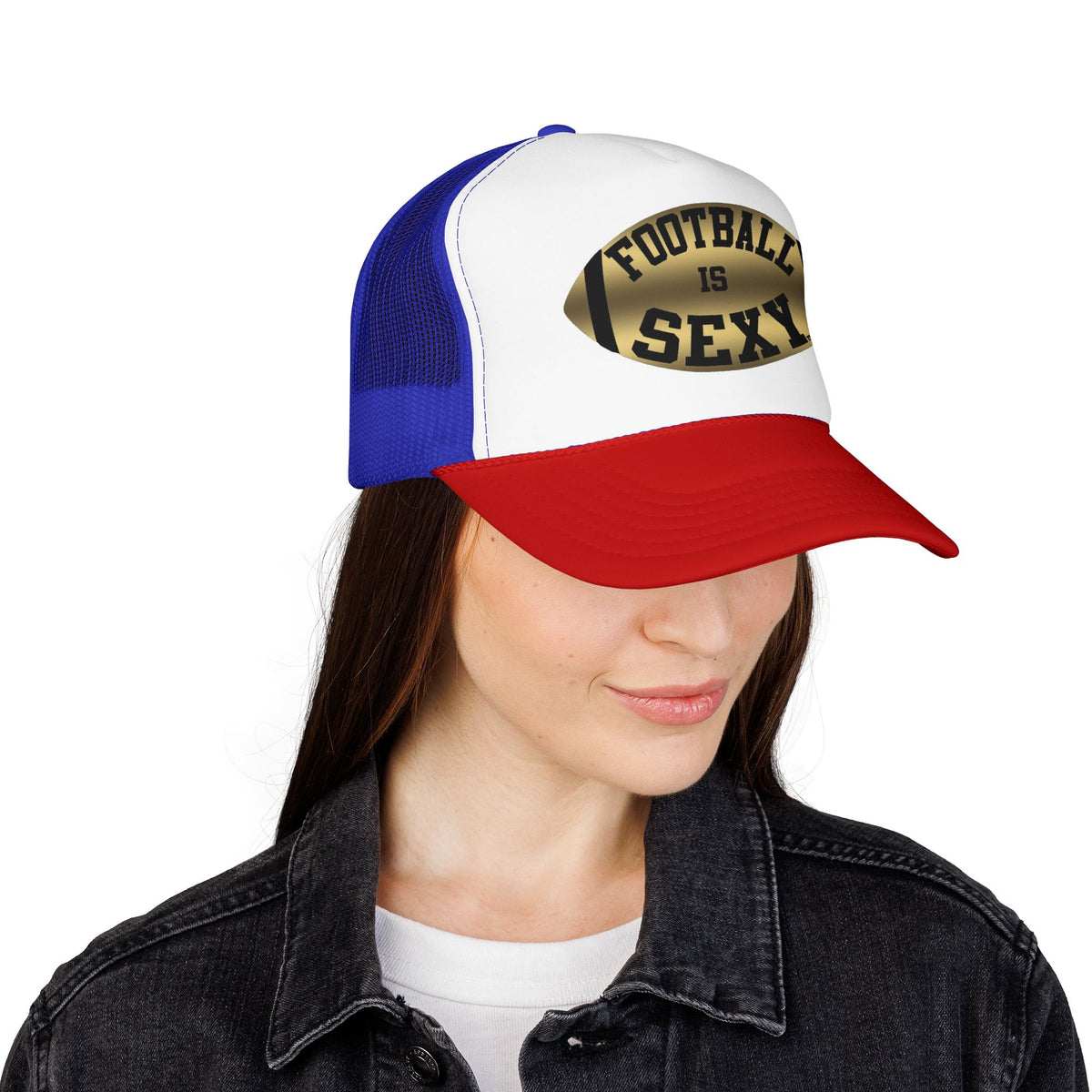 Football Is Sexy Black / Gold Logo Foam Trucker Hat
