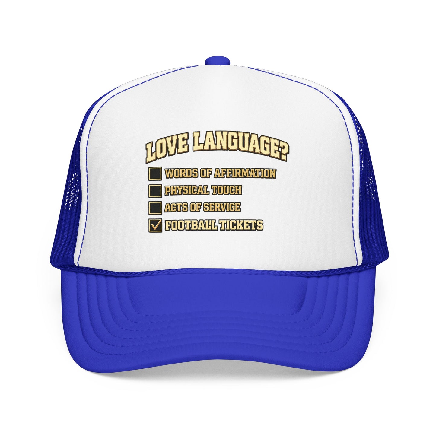 What's My Love Language Check Box Foam Trucker Hat