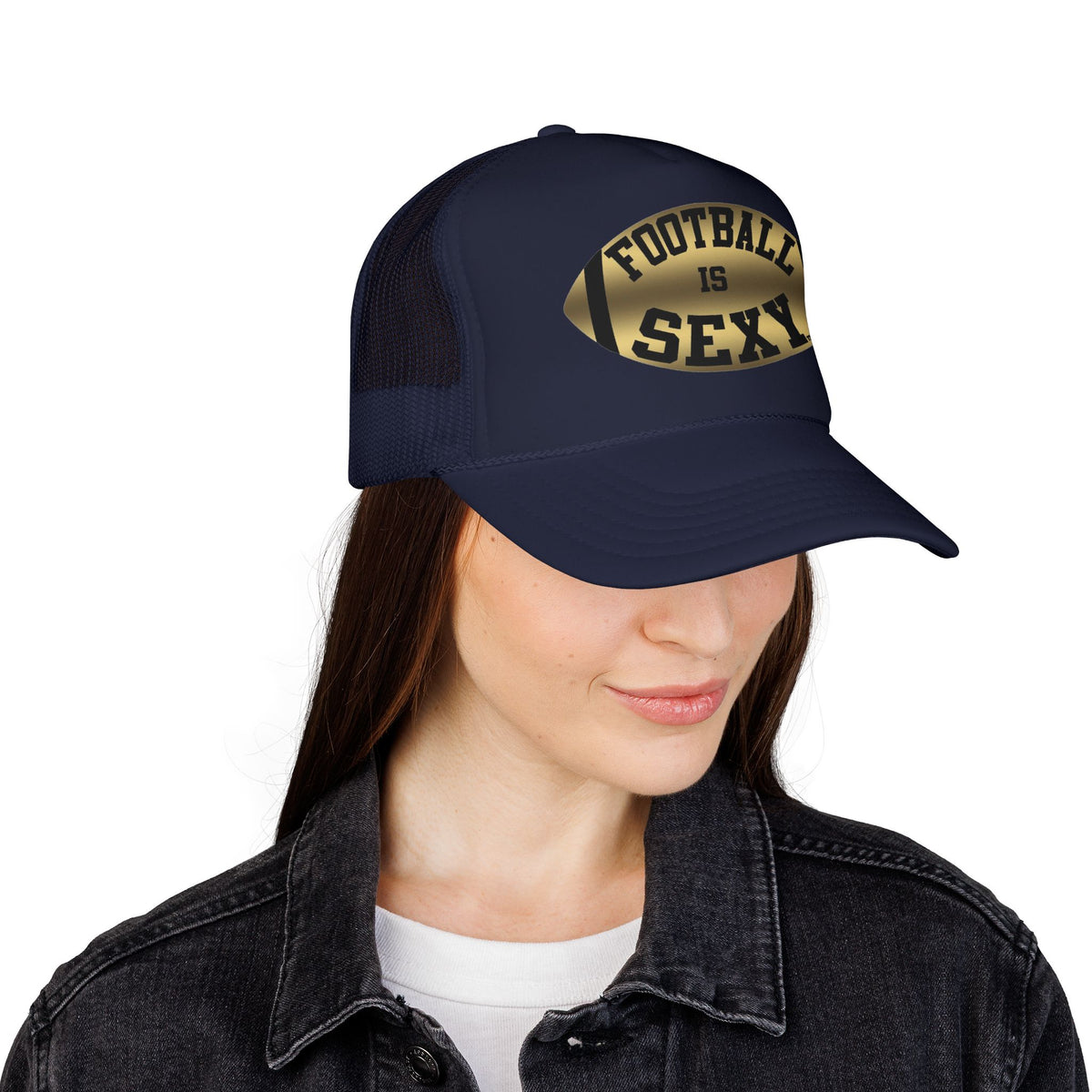 Football Is Sexy Black / Gold Logo Foam Trucker Hat