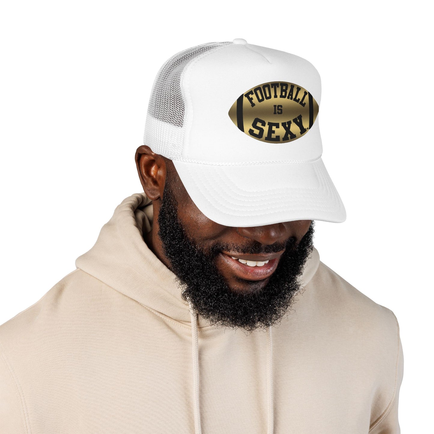 Football Is Sexy Black / Gold Logo Foam Trucker Hat