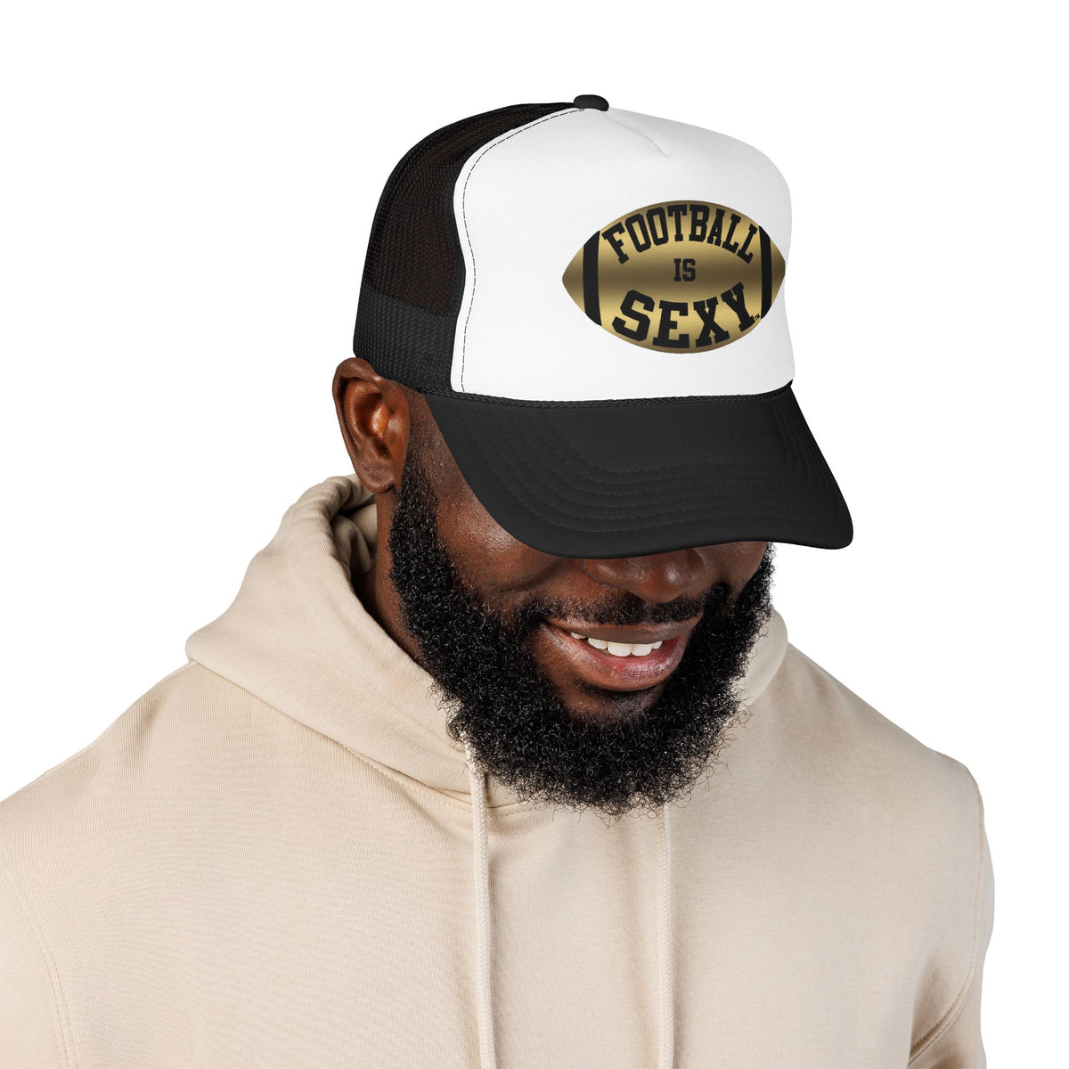Football Is Sexy Black / Gold Logo Foam Trucker Hat