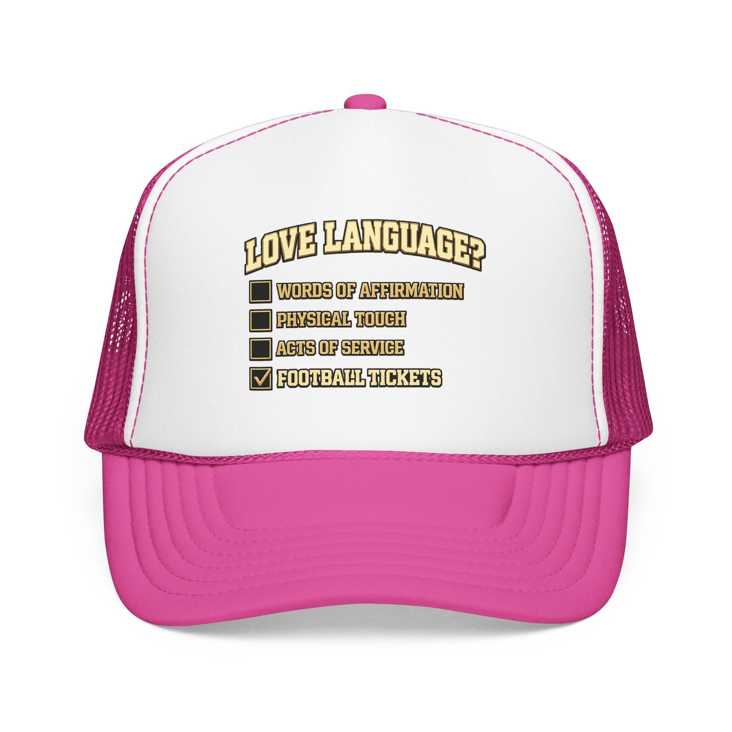 What's My Love Language Check Box Foam Trucker Hat