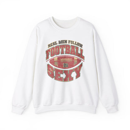 Real Men Follow Football is Sexy Crewneck Sweatshirt - Red/Gold