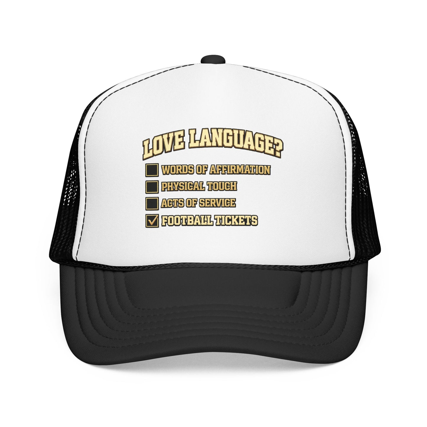 What's My Love Language Check Box Foam Trucker Hat