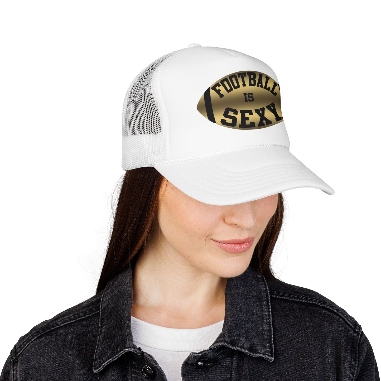 Football Is Sexy Black / Gold Logo Foam Trucker Hat