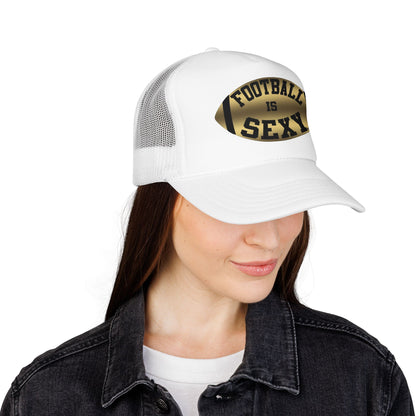 Football Is Sexy Black / Gold Logo Foam Trucker Hat