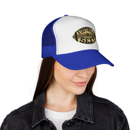 Football Is Sexy Gold and Black Logo Trucker Hat