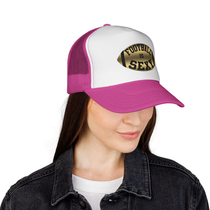 Football Is Sexy Gold and Black Logo Trucker Hat