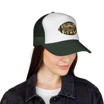 Football Is Sexy Gold and Black Logo Trucker Hat