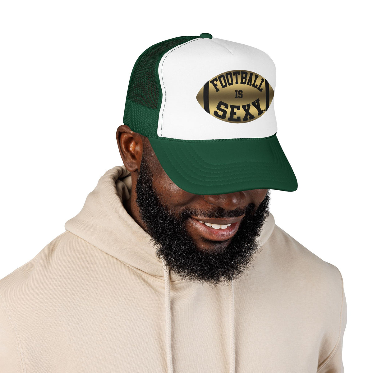 Football Is Sexy Black / Gold Logo Foam Trucker Hat