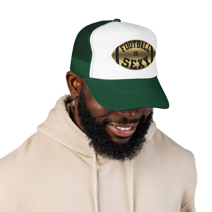 Football Is Sexy Black / Gold Logo Foam Trucker Hat