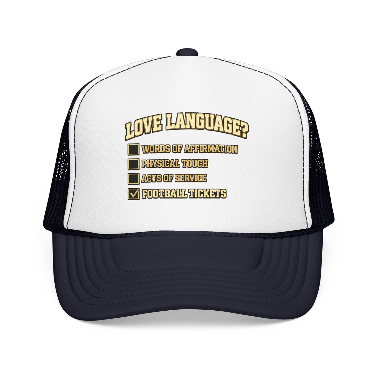 What's My Love Language Check Box Foam Trucker Hat
