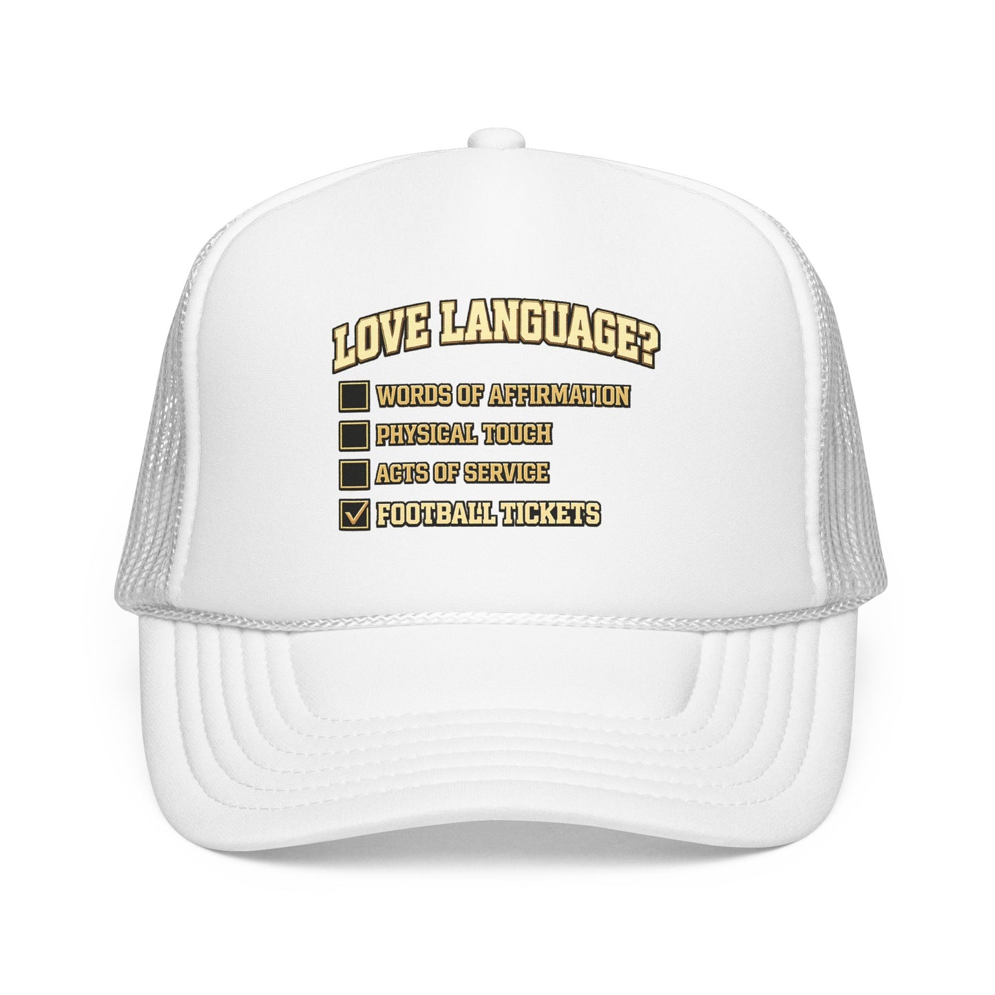 What's My Love Language Check Box Foam Trucker Hat