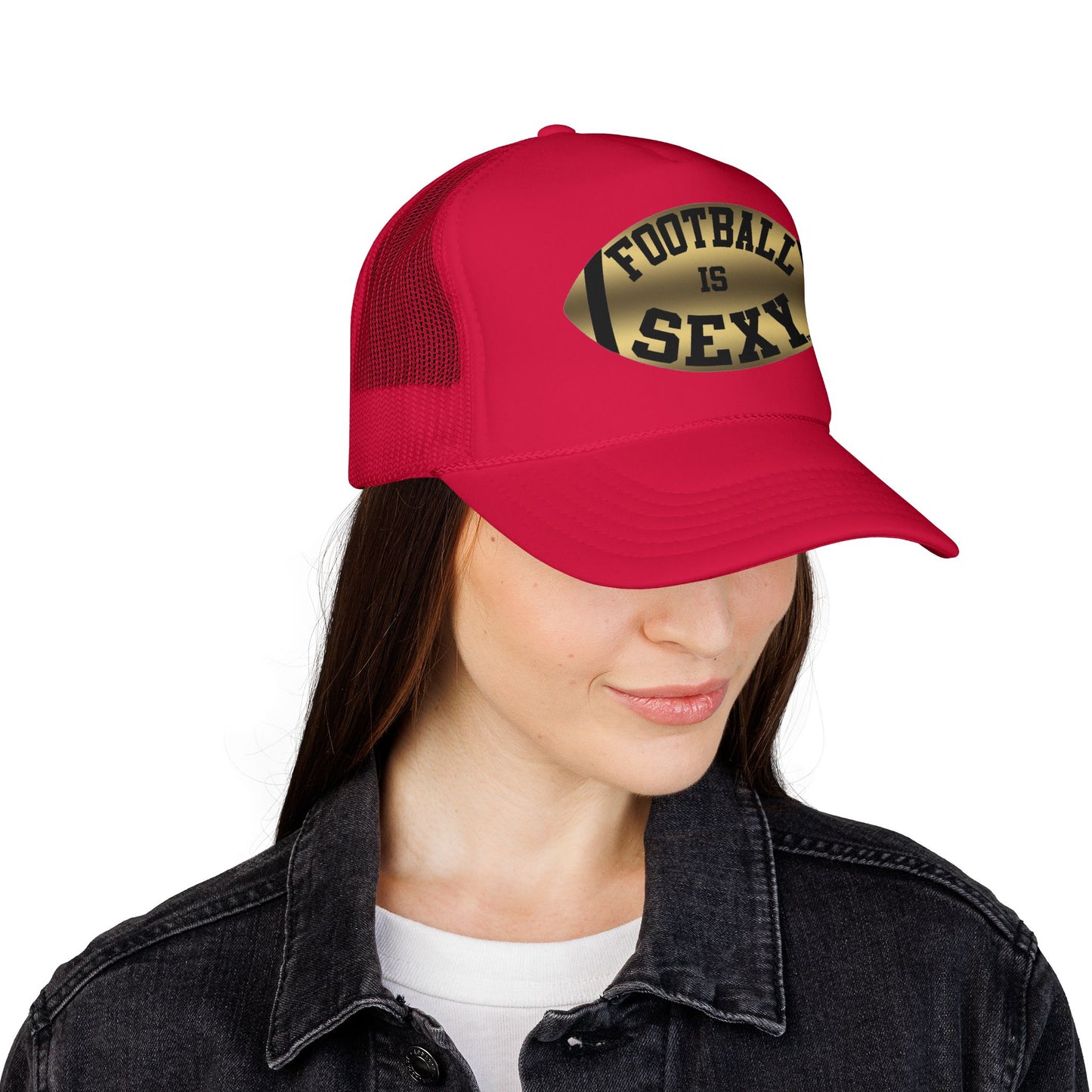 Football Is Sexy Black / Gold Logo Foam Trucker Hat