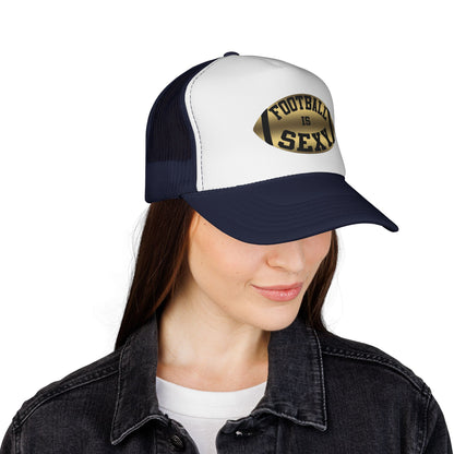 Football Is Sexy Gold and Black Logo Trucker Hat