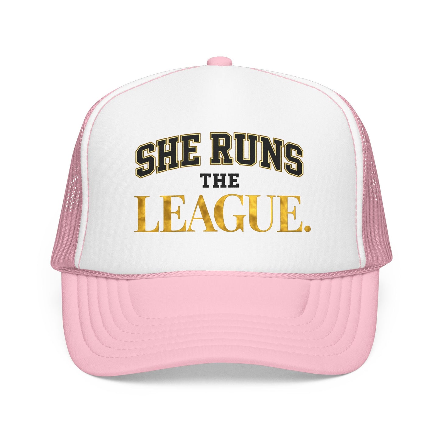 She Runs The League Foam Trucker Hat