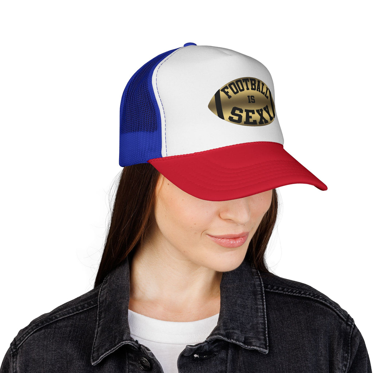 Football Is Sexy Gold and Black Logo Trucker Hat