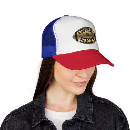 Football Is Sexy Gold and Black Logo Trucker Hat