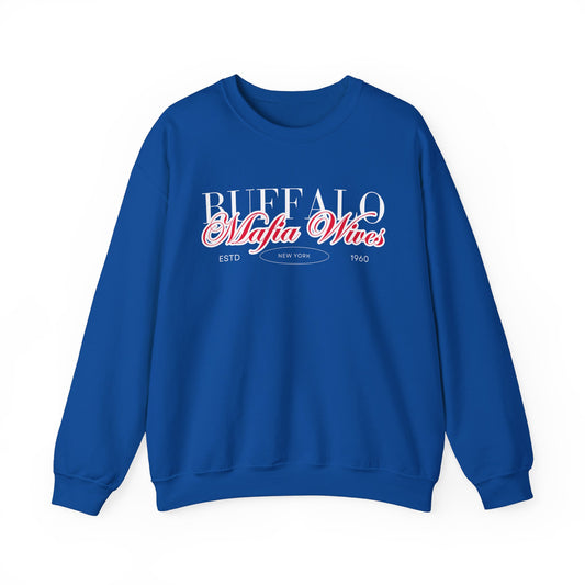 'Buffalo Mafia Wives' Crewneck Sweatshirt - Blue/Red