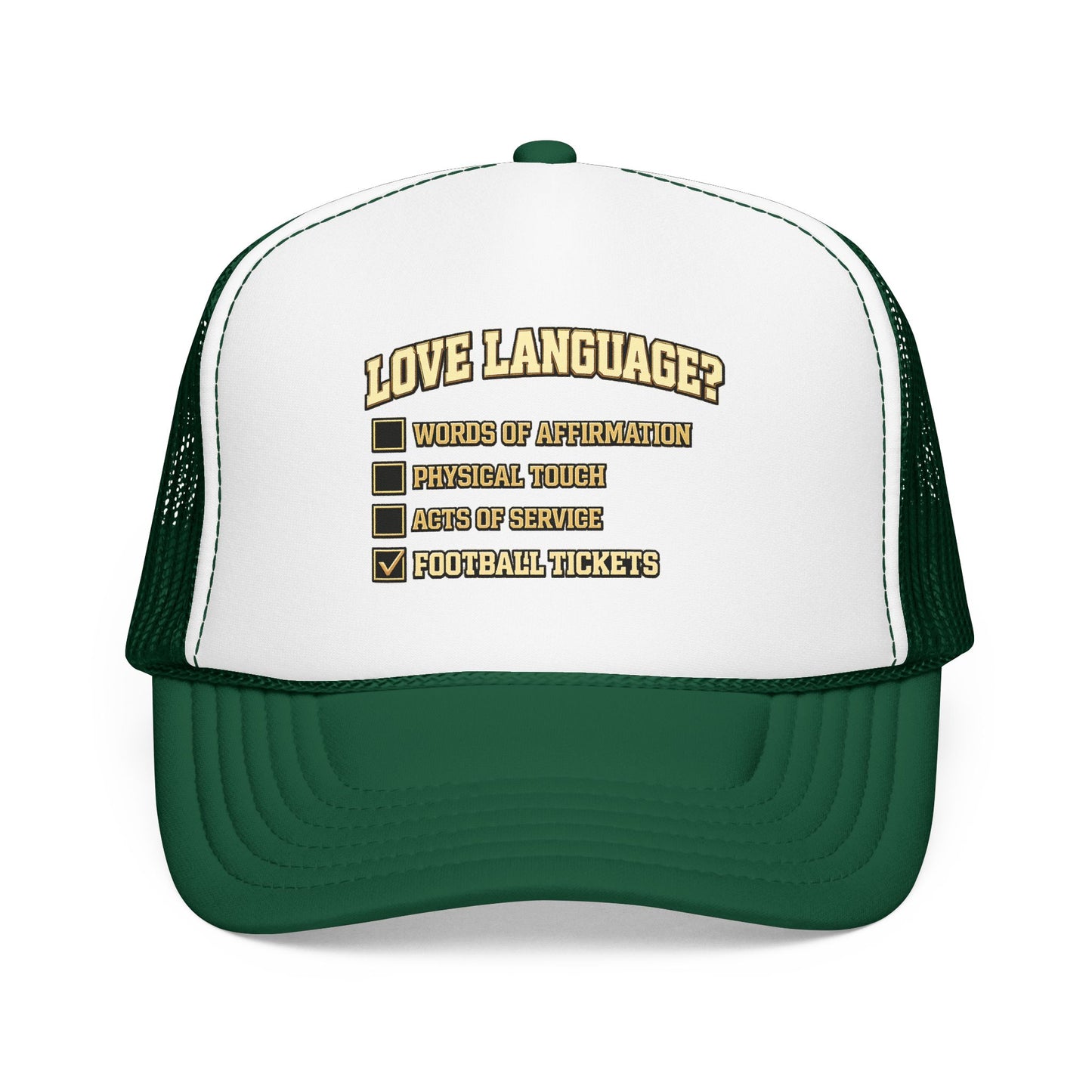 What's My Love Language Check Box Foam Trucker Hat