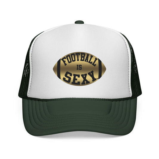Football Is Sexy Gold and Black Logo Trucker Hat