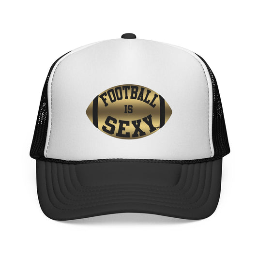 Football Is Sexy Gold and Black Logo Trucker Hat