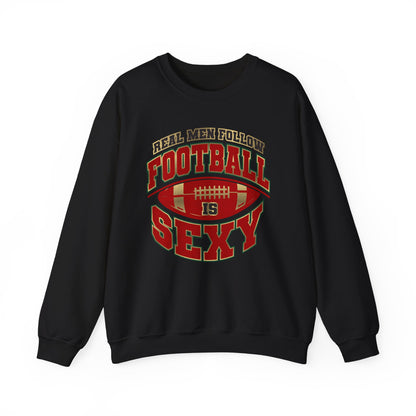 Real Men Follow Football is Sexy Crewneck Sweatshirt - Red/Gold