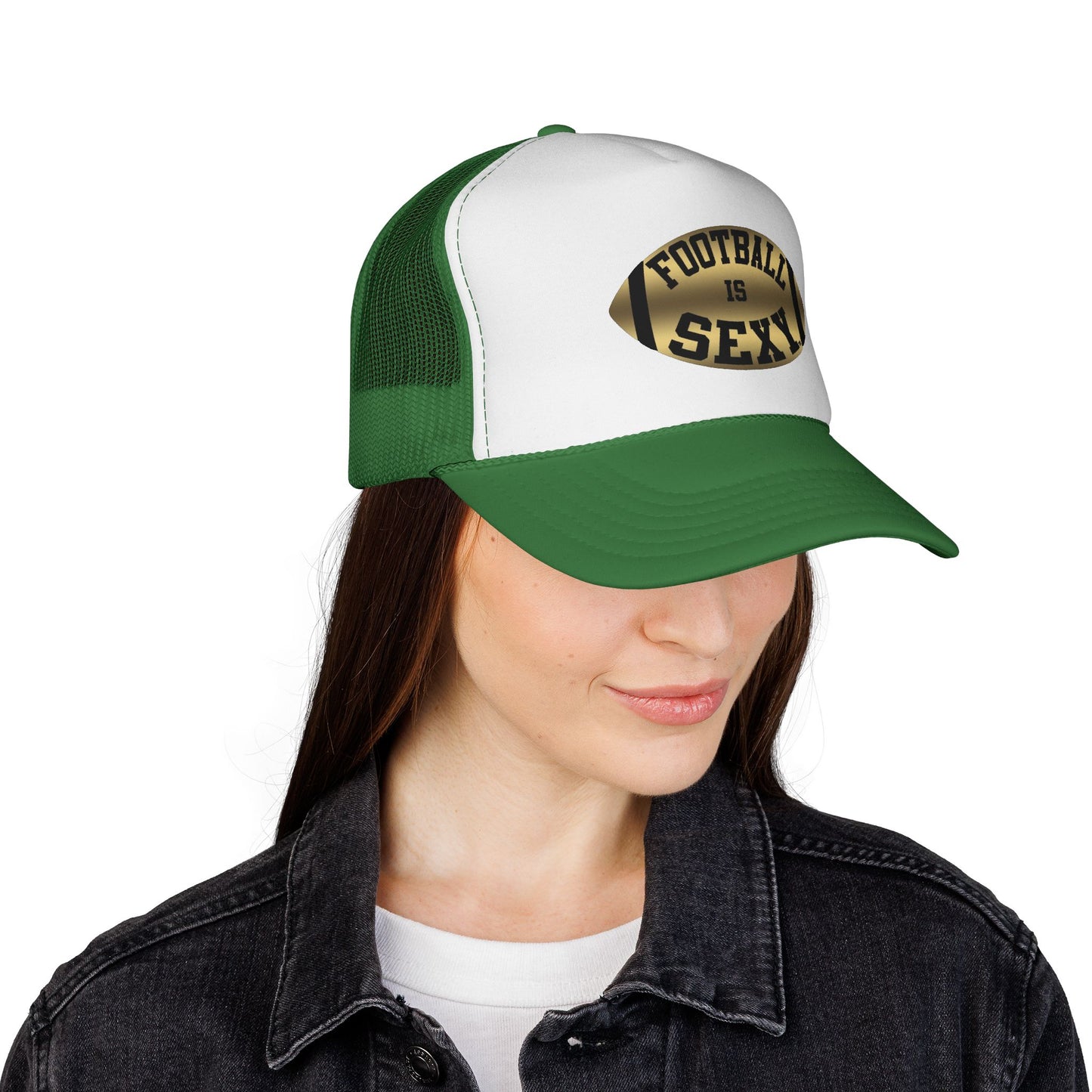 Football Is Sexy Gold and Black Logo Trucker Hat