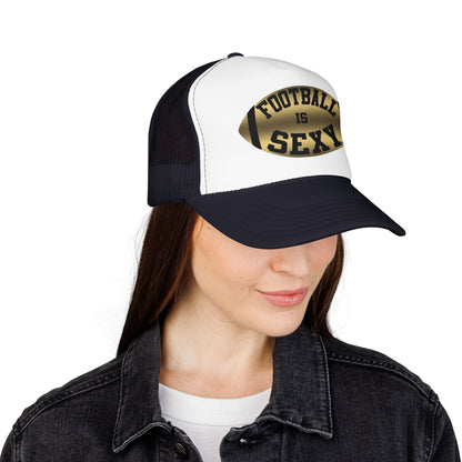 Football Is Sexy Black / Gold Logo Foam Trucker Hat