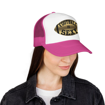 Football Is Sexy Black / Gold Logo Foam Trucker Hat