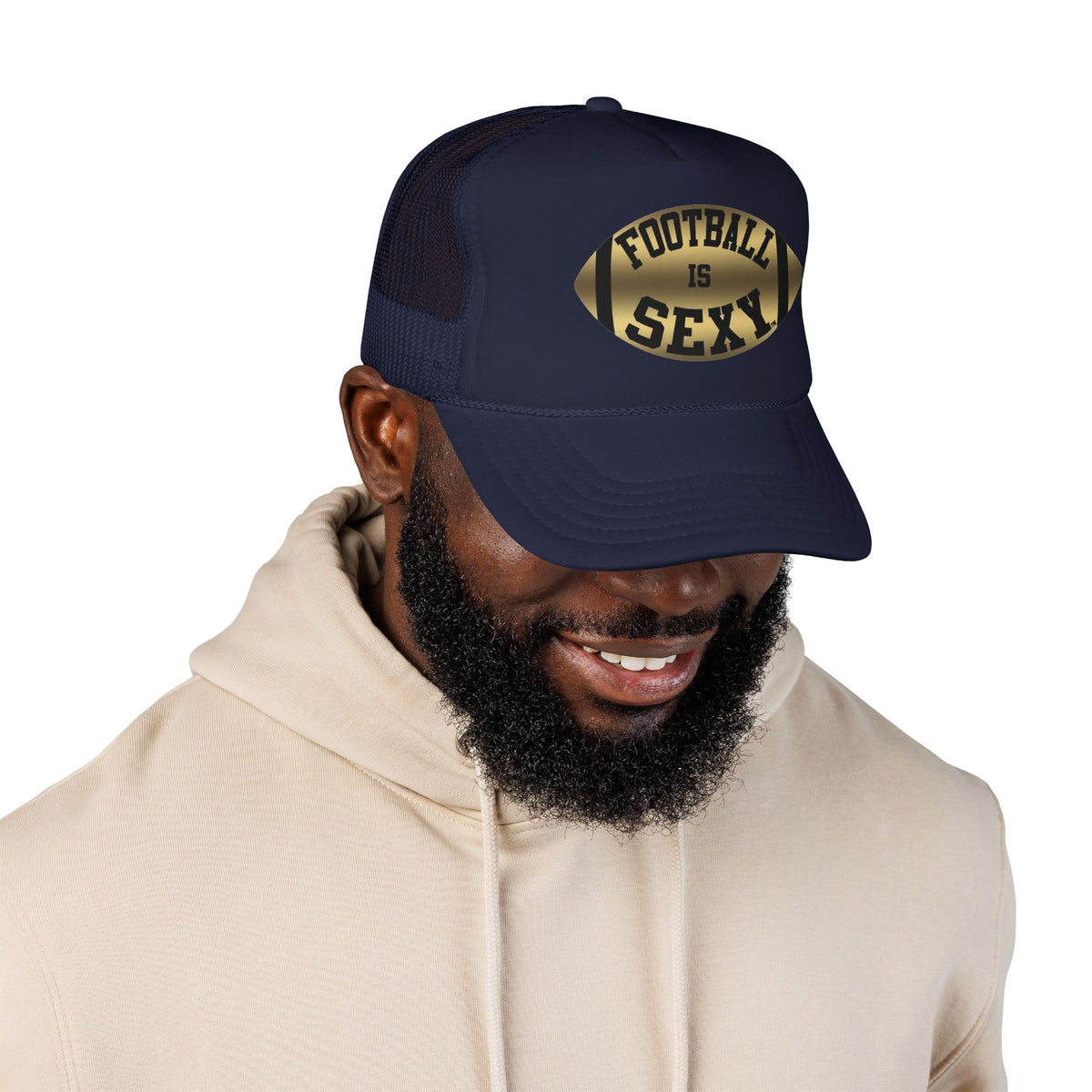 Football Is Sexy Black / Gold Logo Foam Trucker Hat