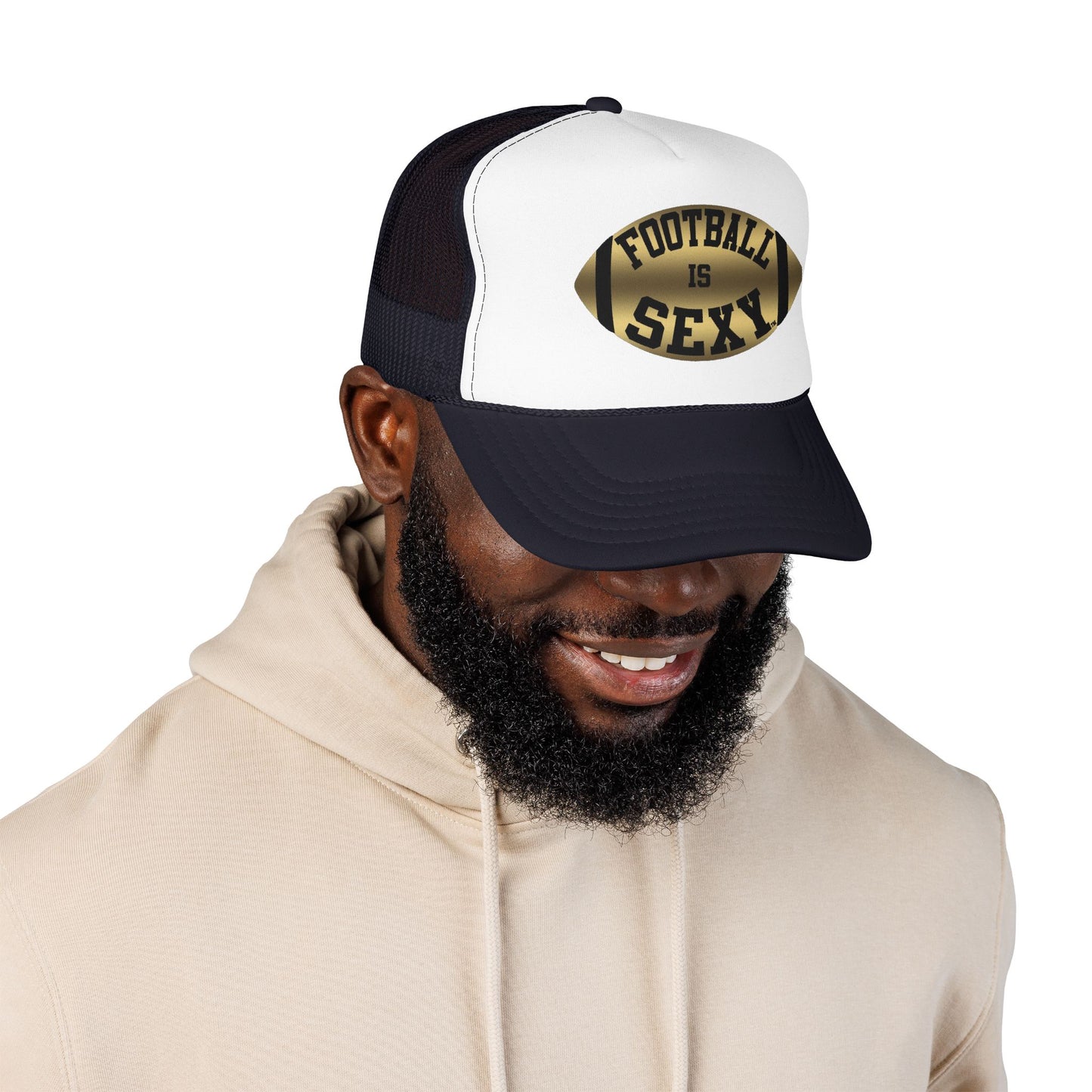 Football Is Sexy Black / Gold Logo Foam Trucker Hat
